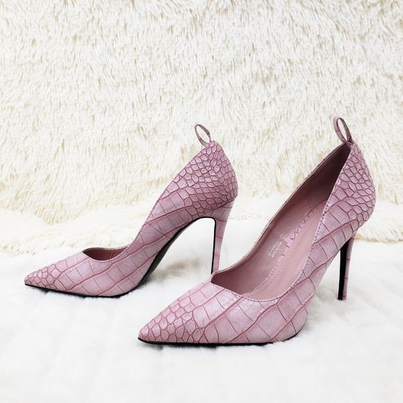 Lilac Snake Removable ankle strap Pumps High Heels - Picture 9 of 14